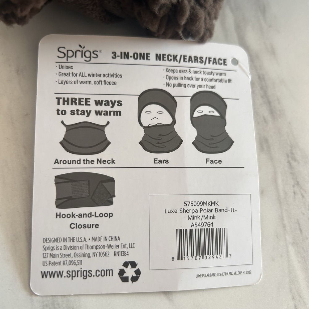NEW! Sprigs Sherpa & Minky Polar Band-it 3 in 1 Neck Ears & Face Gaiter Mink BxF - Picture 3 of 4